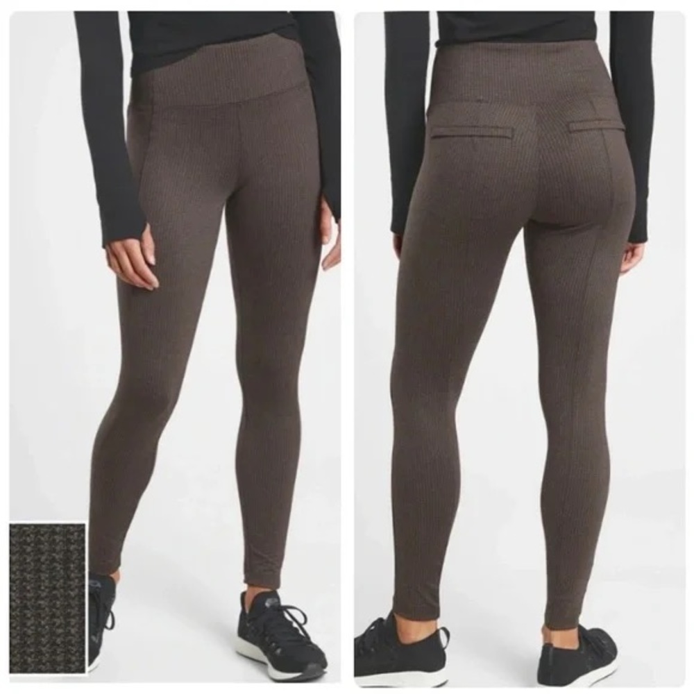Athleta Delancey Houndstooth Tights Leggings Pants Pockets XSP petite XS